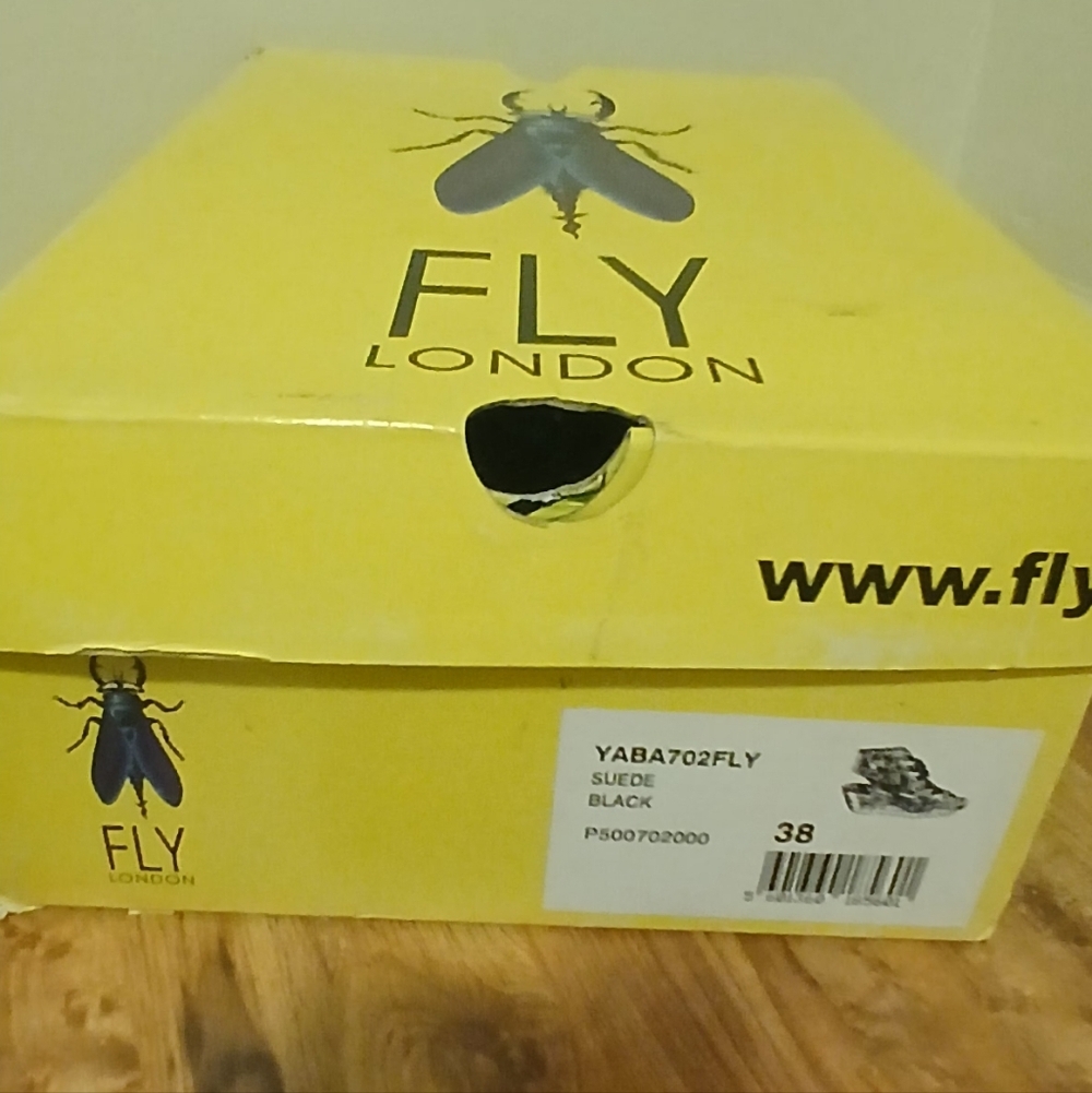 Fly London Suede Wedge Ankle Boots Lace Up Black Comfortable Size 38. NEW W/Box - Picture 3 of 8